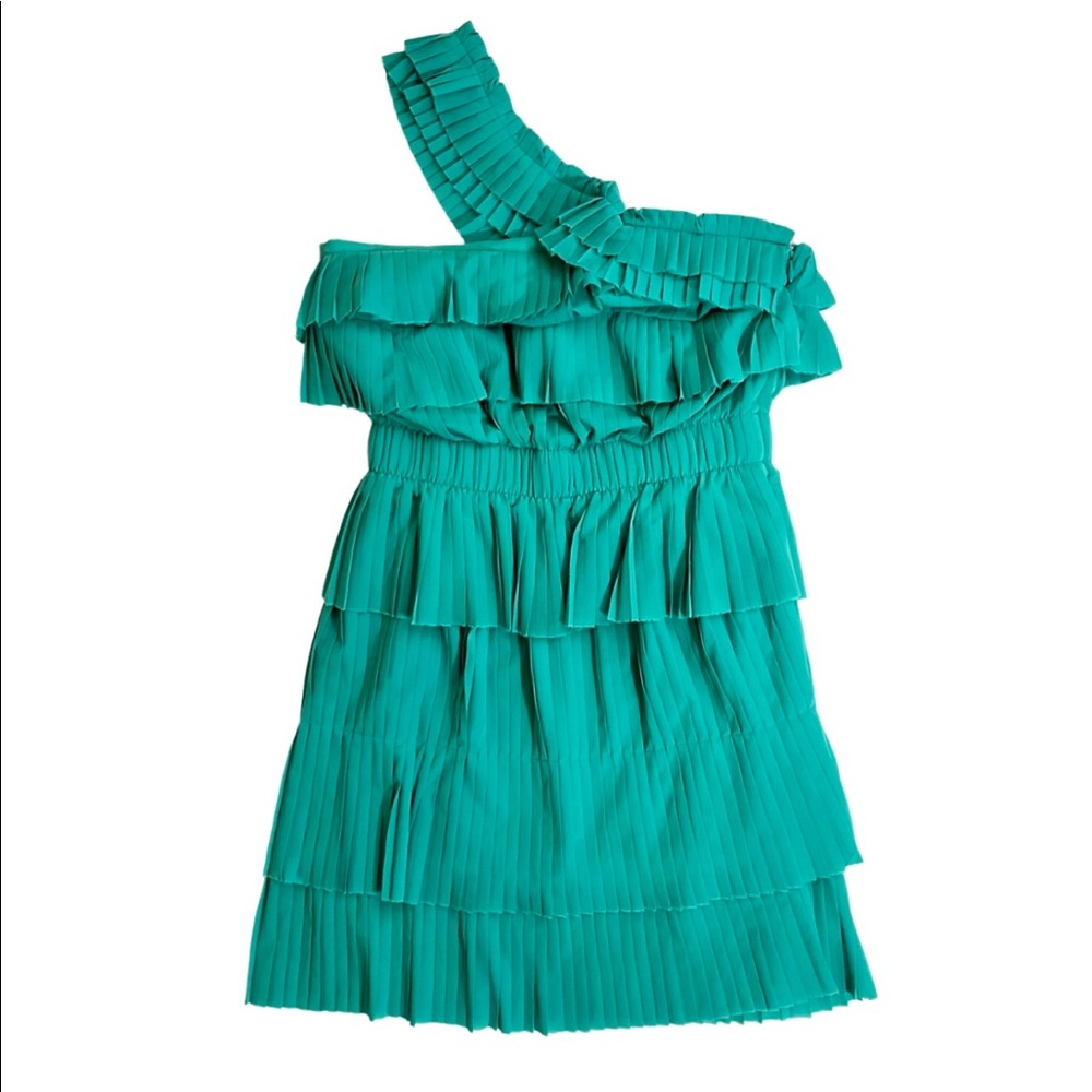 REISS Ruffle Pleated One-Shoulder Dress